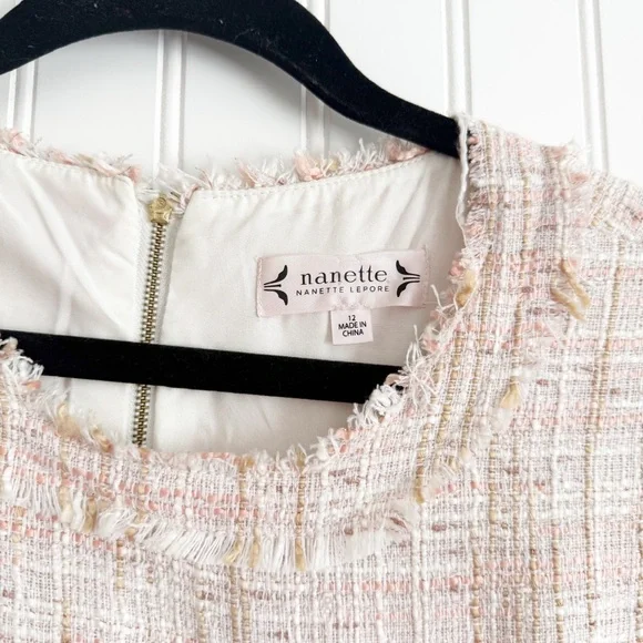 Nanette Lepore Size 12 Pink Tweed Dress - Picture 3 of 6